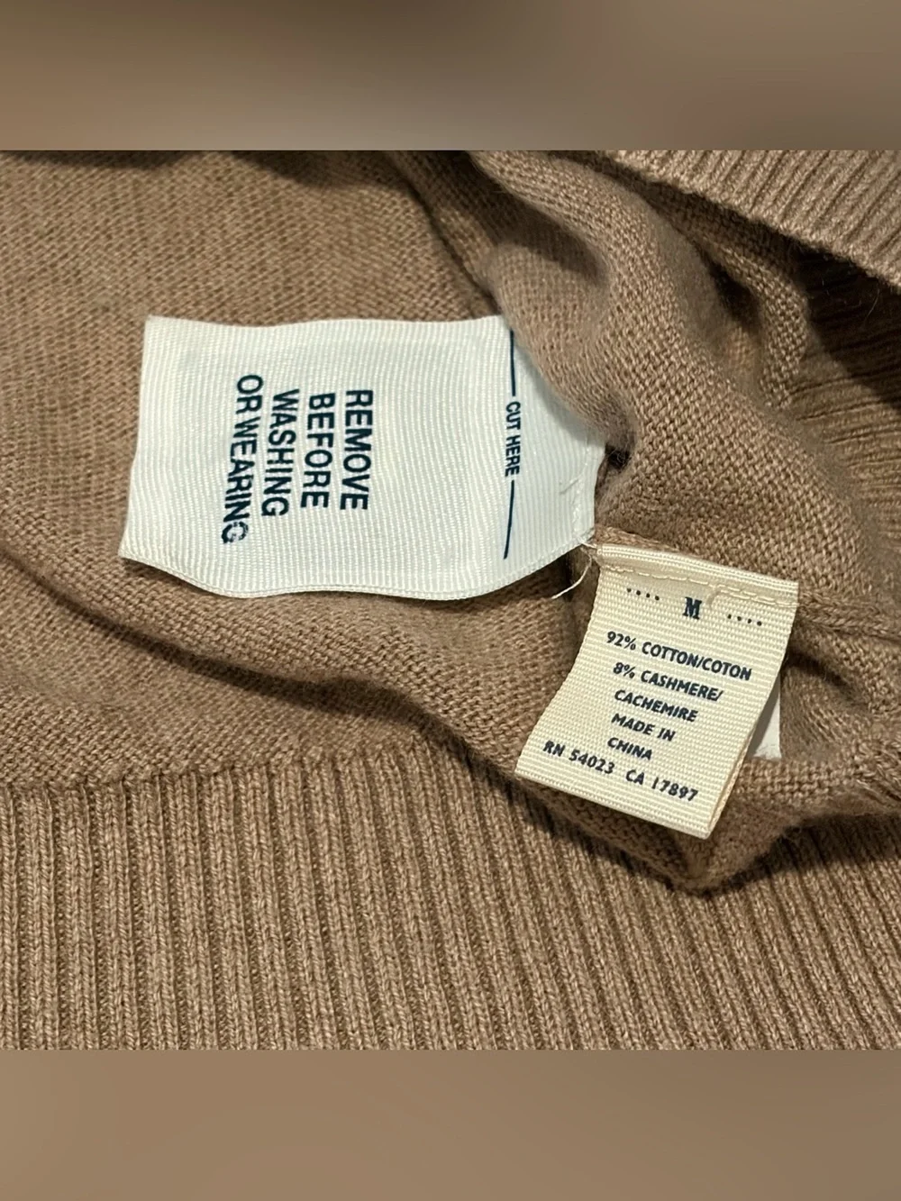 Old Navy Men’s Brown Cashmere Cotton Blend Pullover Sweater Size Medium